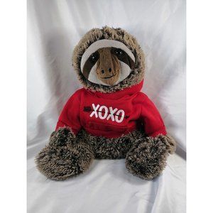 Dan Dee 18 in. Sloth Plush Stuffed Animal Red Hoodie Sweatshirt XOXO Hugs Kisses